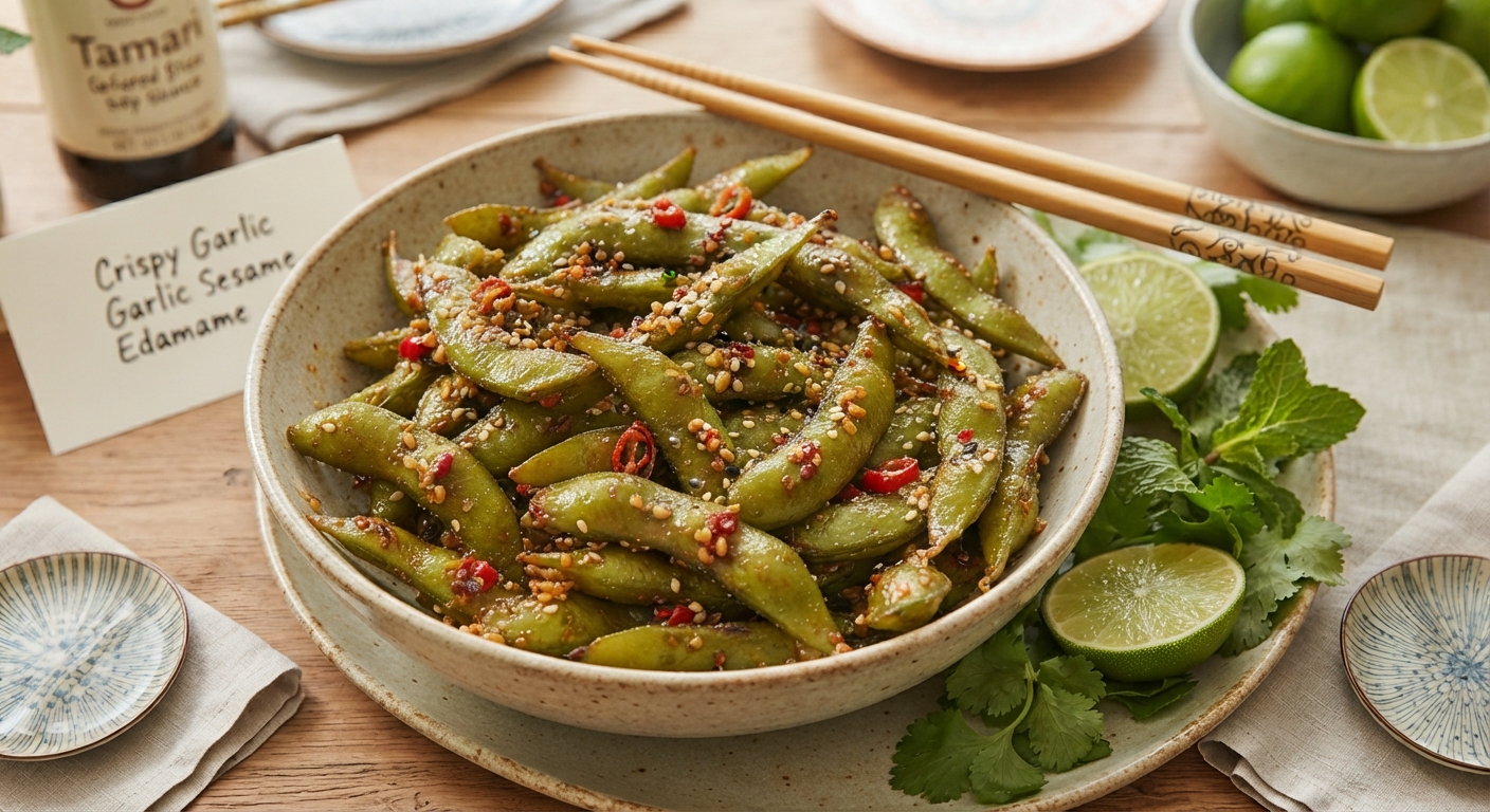 Crispy Garlic Sesame Edamame