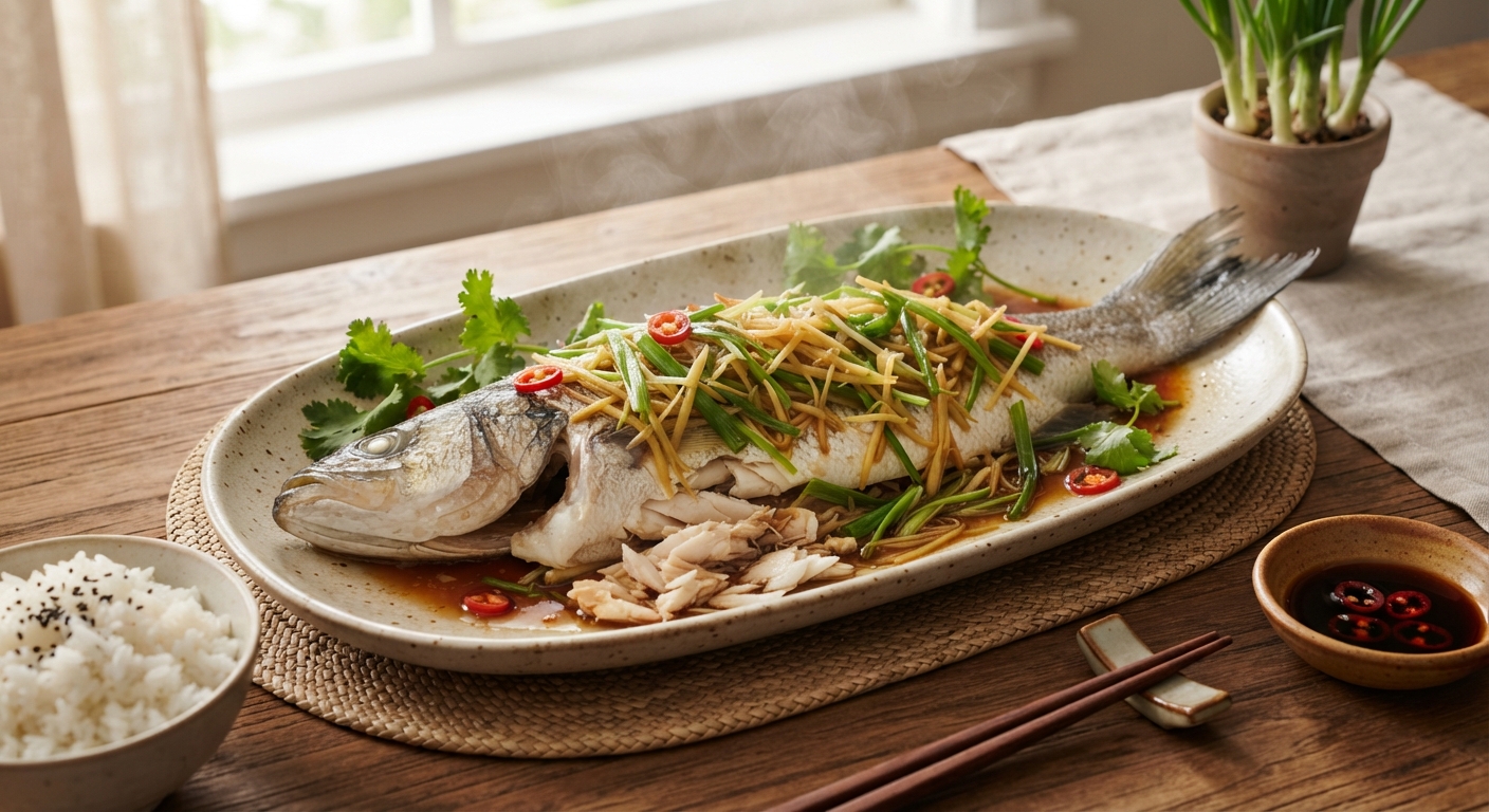 Steamed Fish with Ginger and Scallions