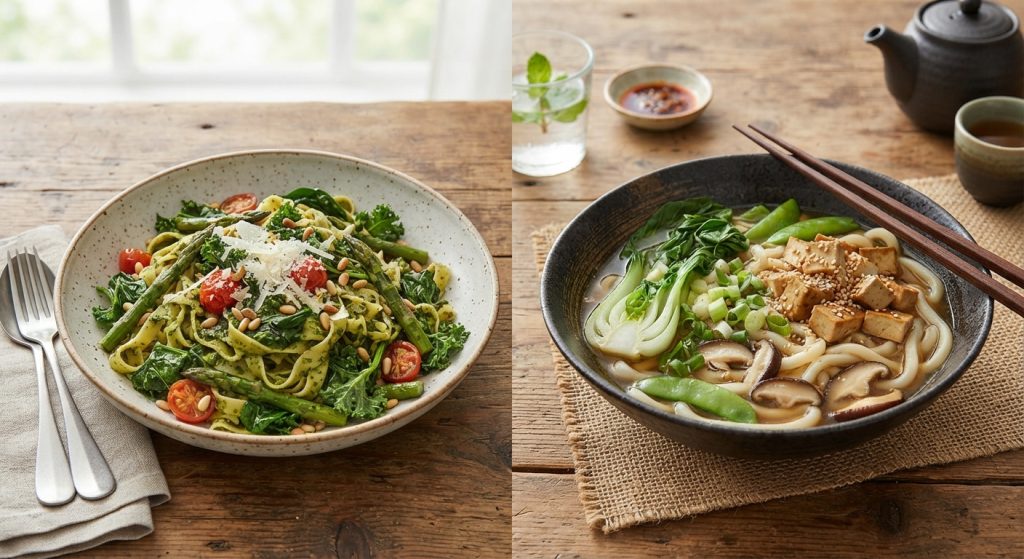 Greens in Pasta and Noodles