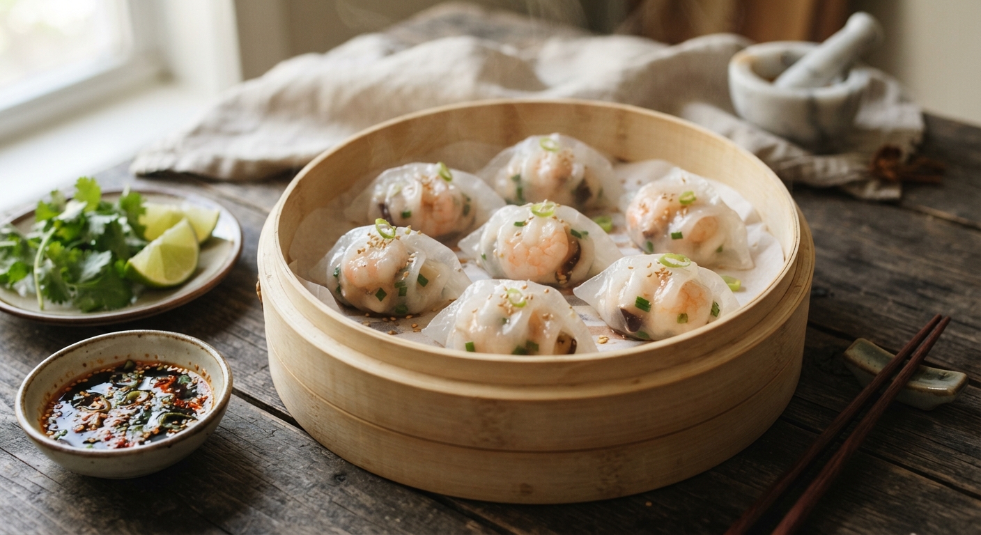 Crystal Dumplings with Rice Paper