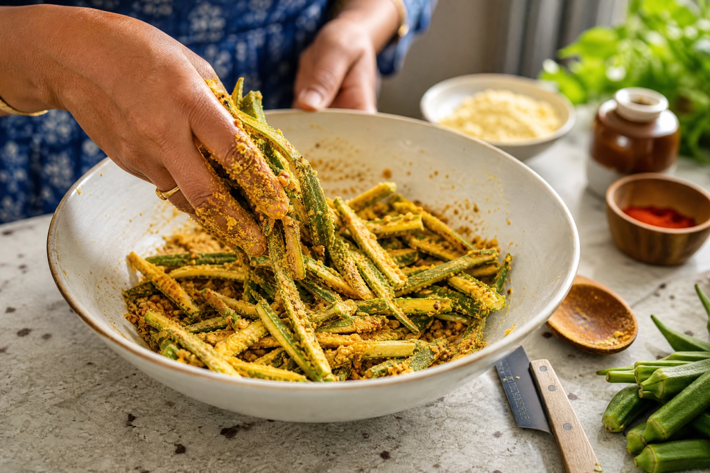 Air Fryer Kurkuri Bhindi (Crispy Okra Without the Deep Fry)