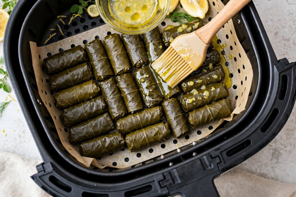 Air Fryer Stuffed Grape Leaves (Easy Dolmas Recipe)