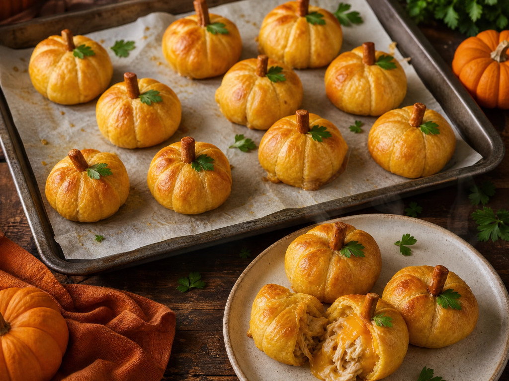 Cheesy Chicken Pumpkins Recipe | Halloween Appetizer