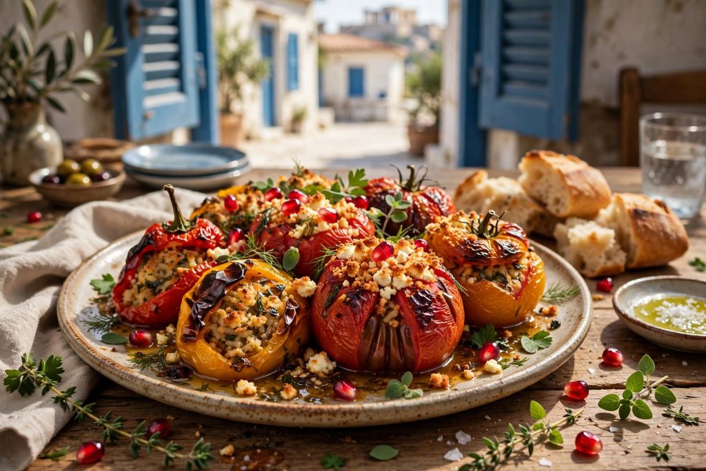 Summer Athens Gemista with Crispy Feta Crumble & Figs