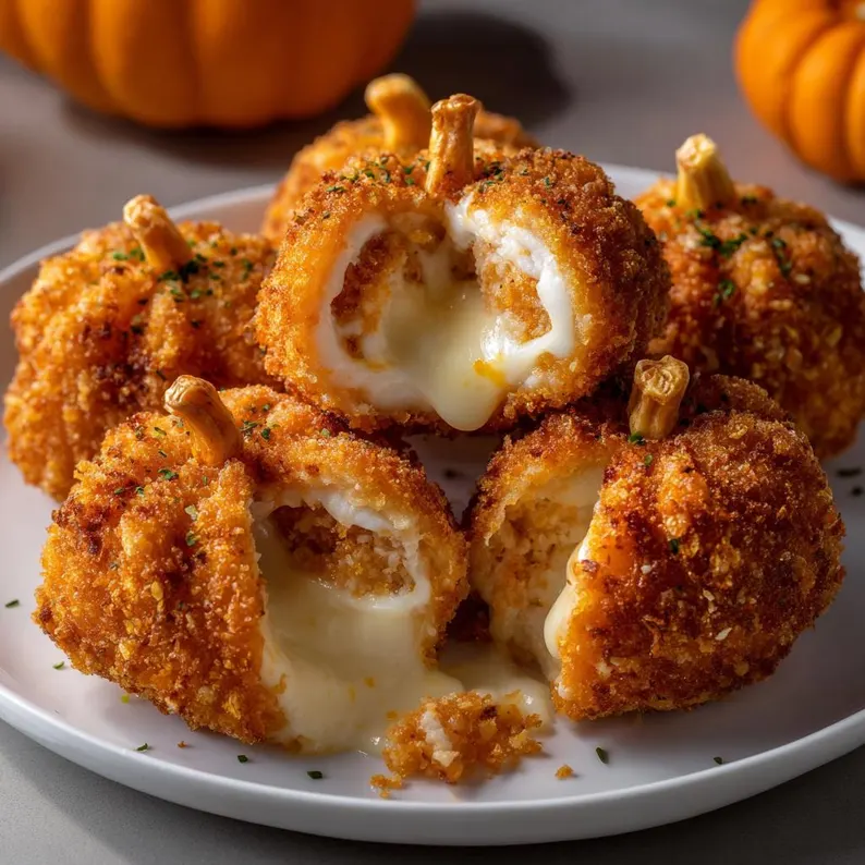 Cheesy Chicken Pumpkins Recipe | Halloween Appetizer