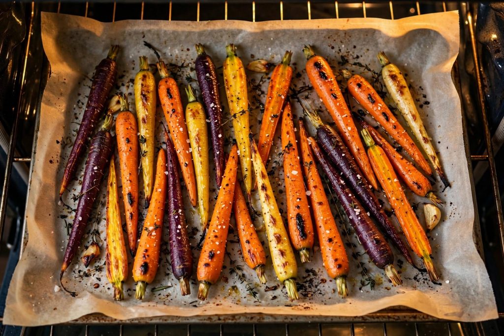 Levantine Roasted Carrots with Lemon Tahini and Pomegranate