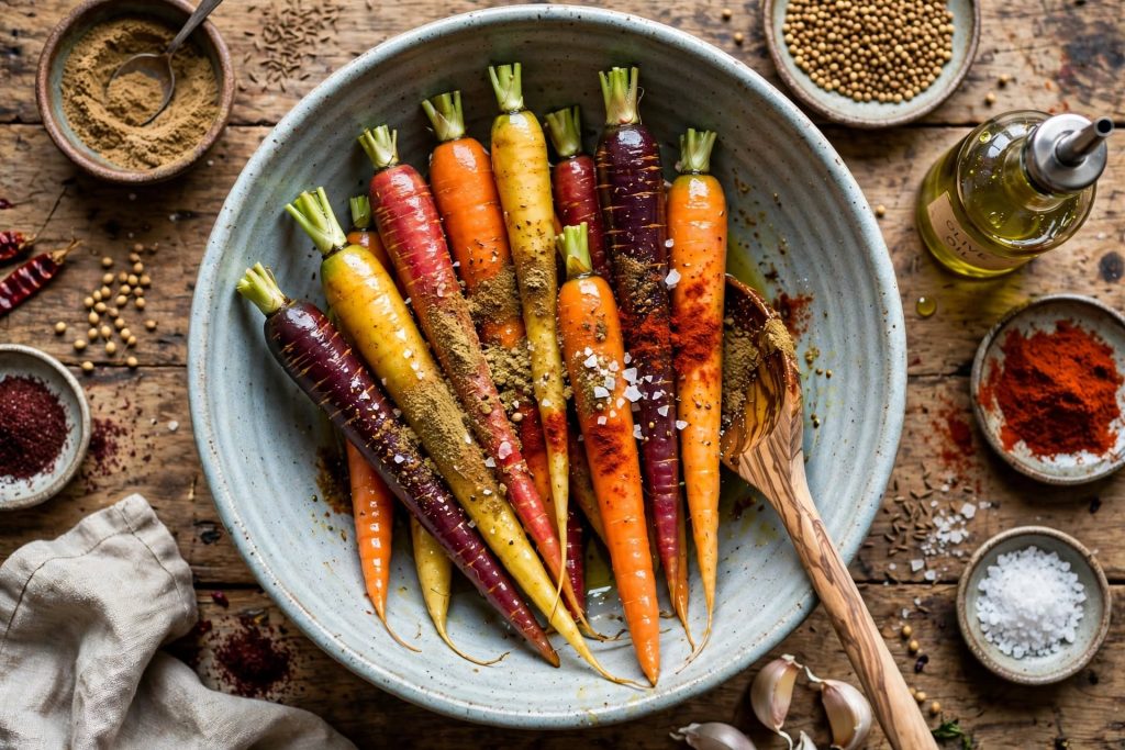 Levantine Roasted Carrots with Lemon Tahini and Pomegranate