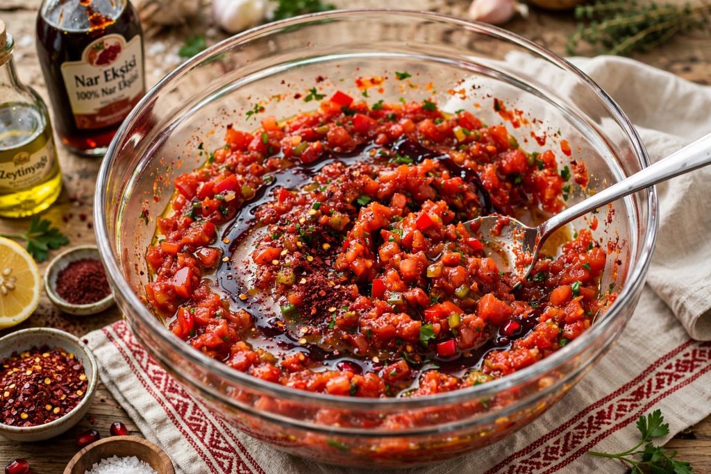 Turkish Ezme Salad (Acılı Ezme) - Spicy Tomato and Pepper Mezze