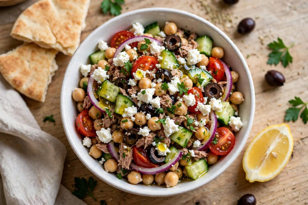 Mediterranean Chickpea Tuna Salad (No Mayo, High Protein