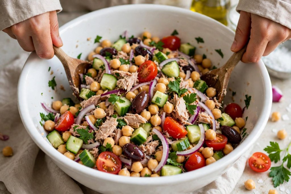 Mediterranean Chickpea Tuna Salad (No Mayo, High Protein