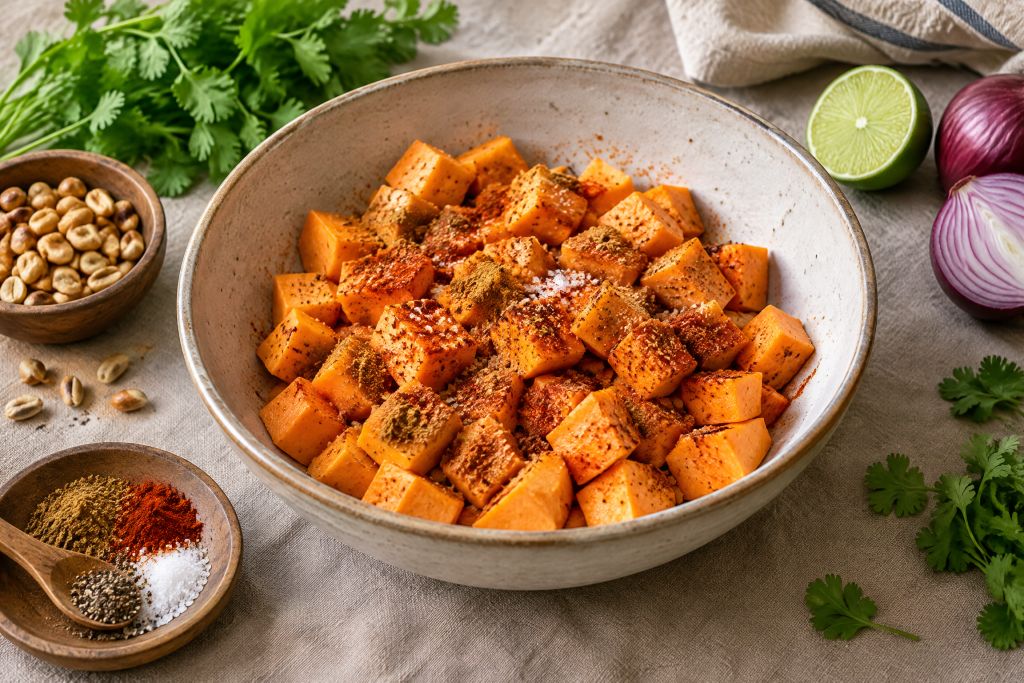 Air Fryer Sweet Potato Chaat (Crispy in 20 Minutes)