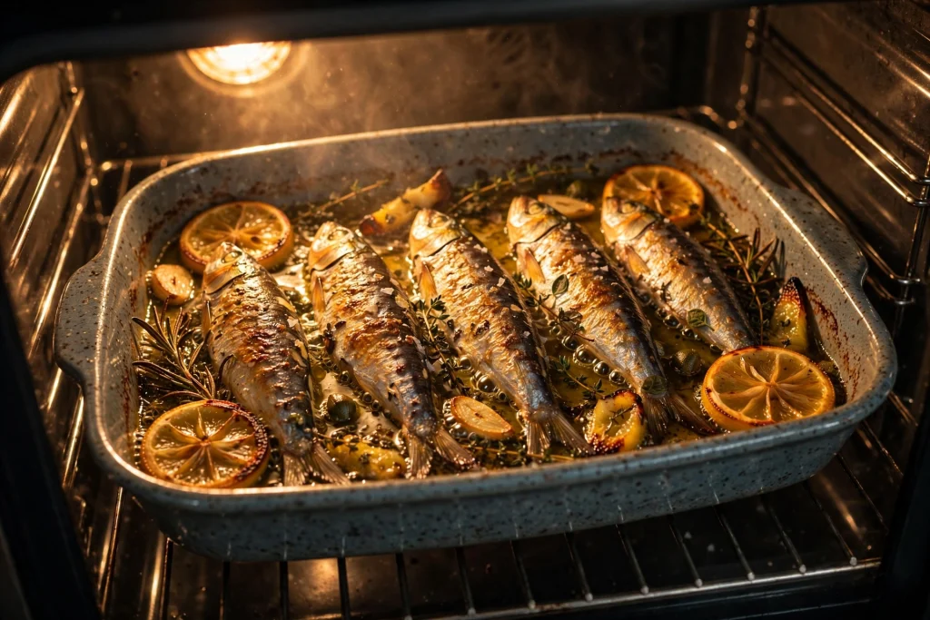 Mediterranean Baked Sardines with Lemon, Garlic, and Herbs