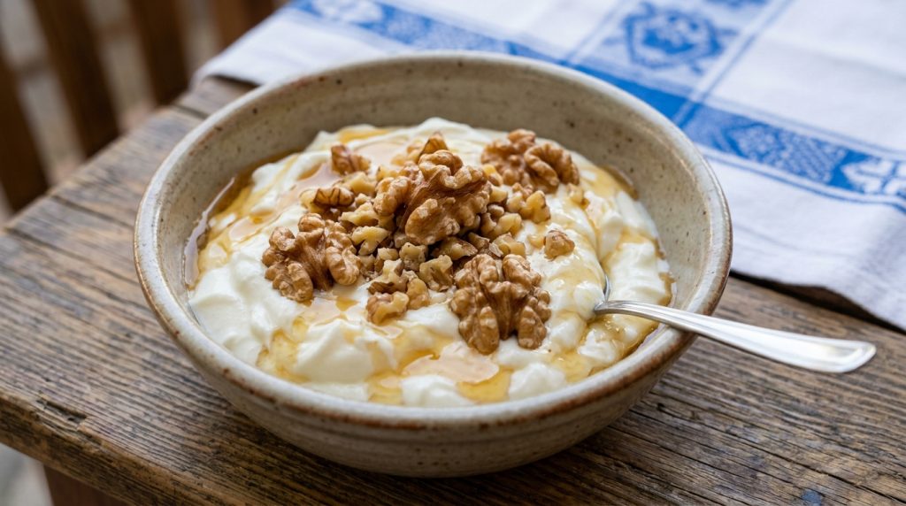 Greek yogurt with walnuts, 