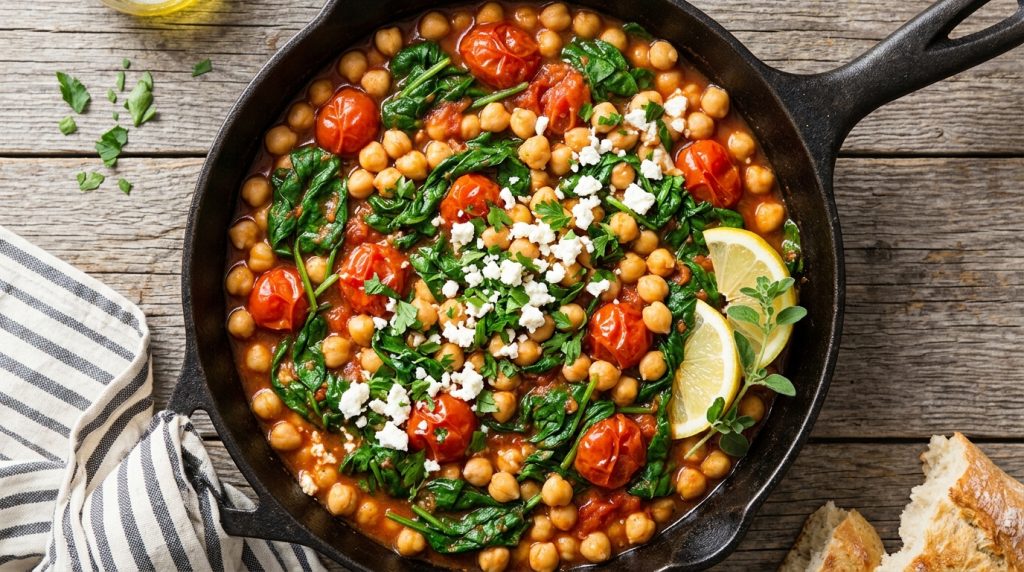 Chickpea, Spinach and Tomato Skillet