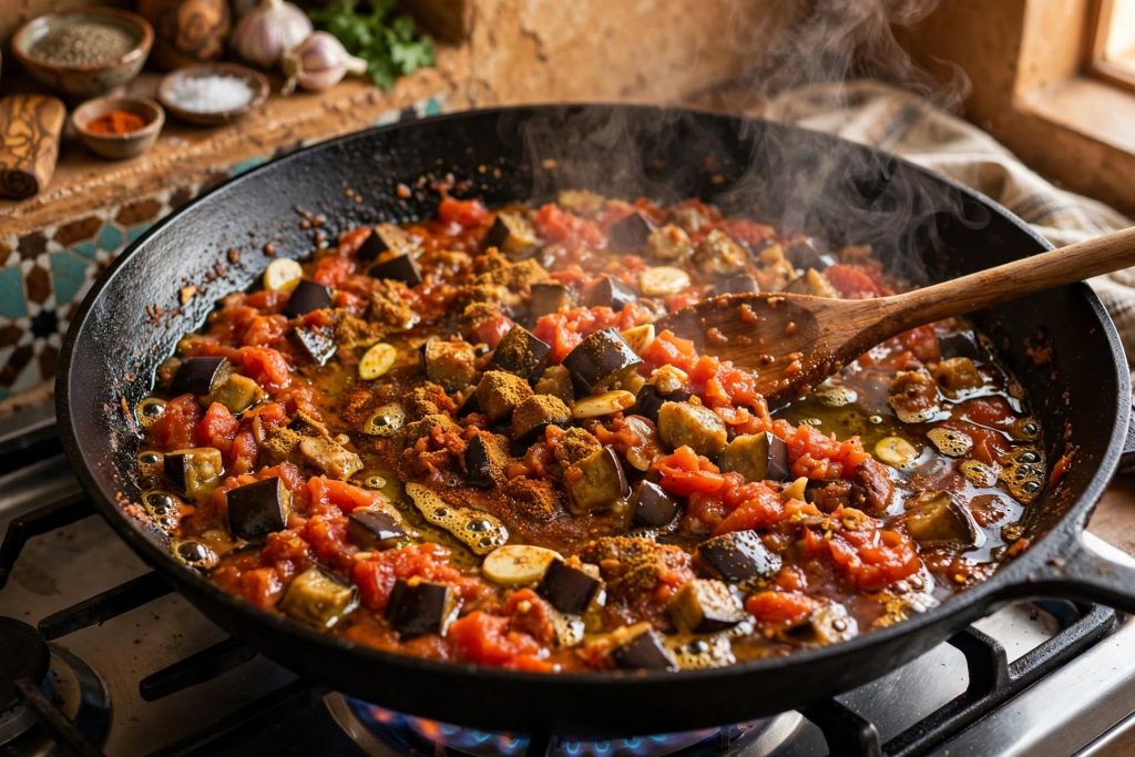 Moroccan Zaalouk (Cooked Eggplant and Tomato Salad)