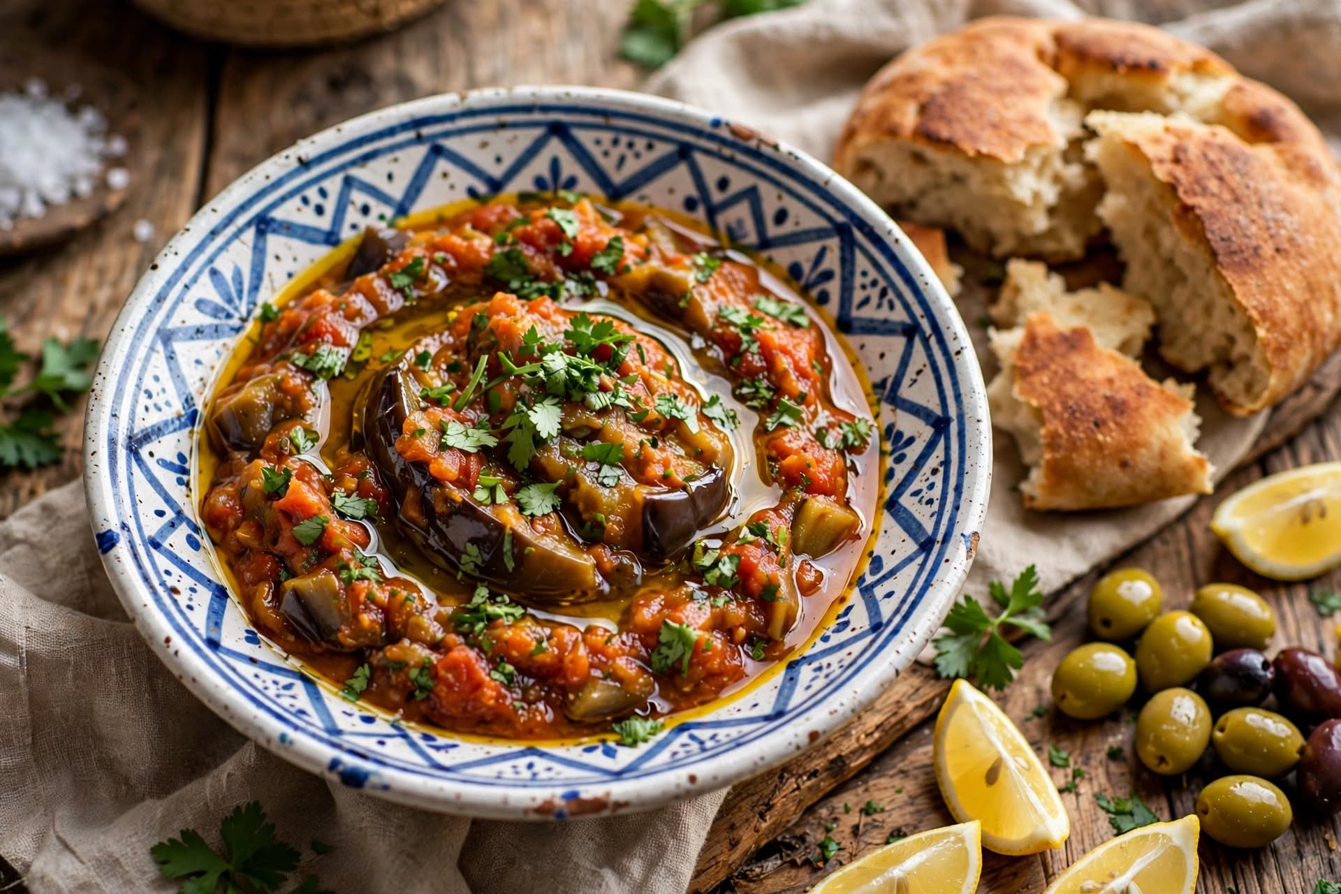 Moroccan Zaalouk (Cooked Eggplant and Tomato Salad)
