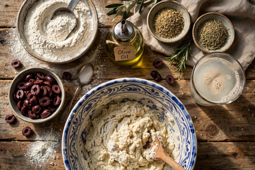 Greek Olive Bread (Eliopsomo) with Kalamata Olives and Herbs
