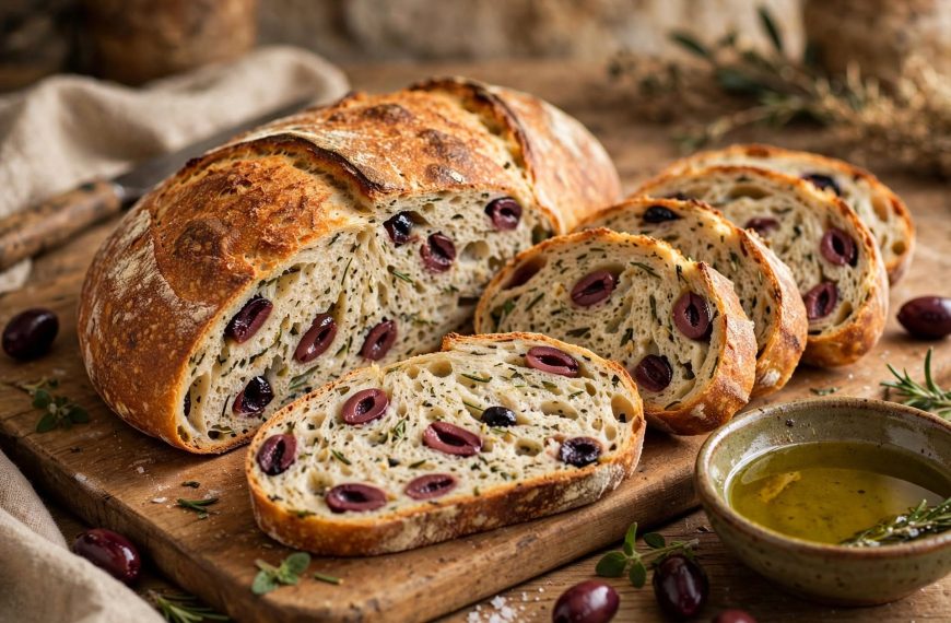 Greek Olive Bread (Eliopsomo) with Kalamata Olives and Herbs