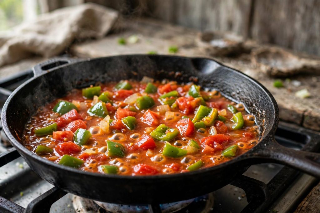 Turkish Menemen: Soft Scrambled Eggs with Tomatoes and Peppers